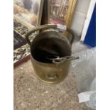 Brass coal bucket and tongs