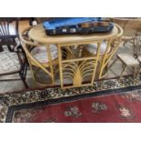 Bamboo framed conservatory table and two chairs