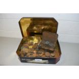 A box of various assorted principally copper coinage