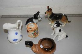 Mixed Lot: Various dog ornaments, pipe shaped ashtray and other assorted items