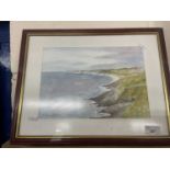 George Williams - Approach to Languard, watercolour, glazed and framed