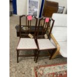 Pair of Edwardian bedroom chairs with floral seats