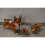 Royal Doulton model corgi together with two other smaller