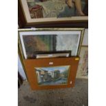 Reproduction print of a continental scene, framed and glazed