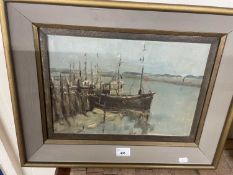 W H Ford, Fishing Boats at Boston, 40 x 26 cm framed