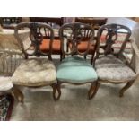 Set of three Victorian cabriole leg dining chairs with pierced backs