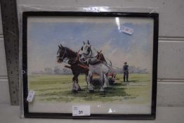 Martin Sexton, The Best Horse Forward, watercolour, framed and glazed