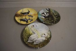 Three decorated Wedgwood Waters Edge plates