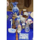 Mixed Lot: Small kitchen mould, copper lustre jugs, sauce ladle, various Meison cup and saucer (