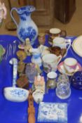 Mixed Lot: Small kitchen mould, copper lustre jugs, sauce ladle, various Meison cup and saucer (