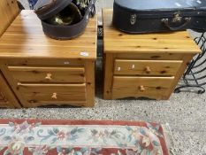 Pair of modern pine two drawer bedside cabinets, 53cm wide