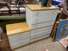 Modern light oak topped six drawer bedroom chest and accompanying bedside cabinet (2)