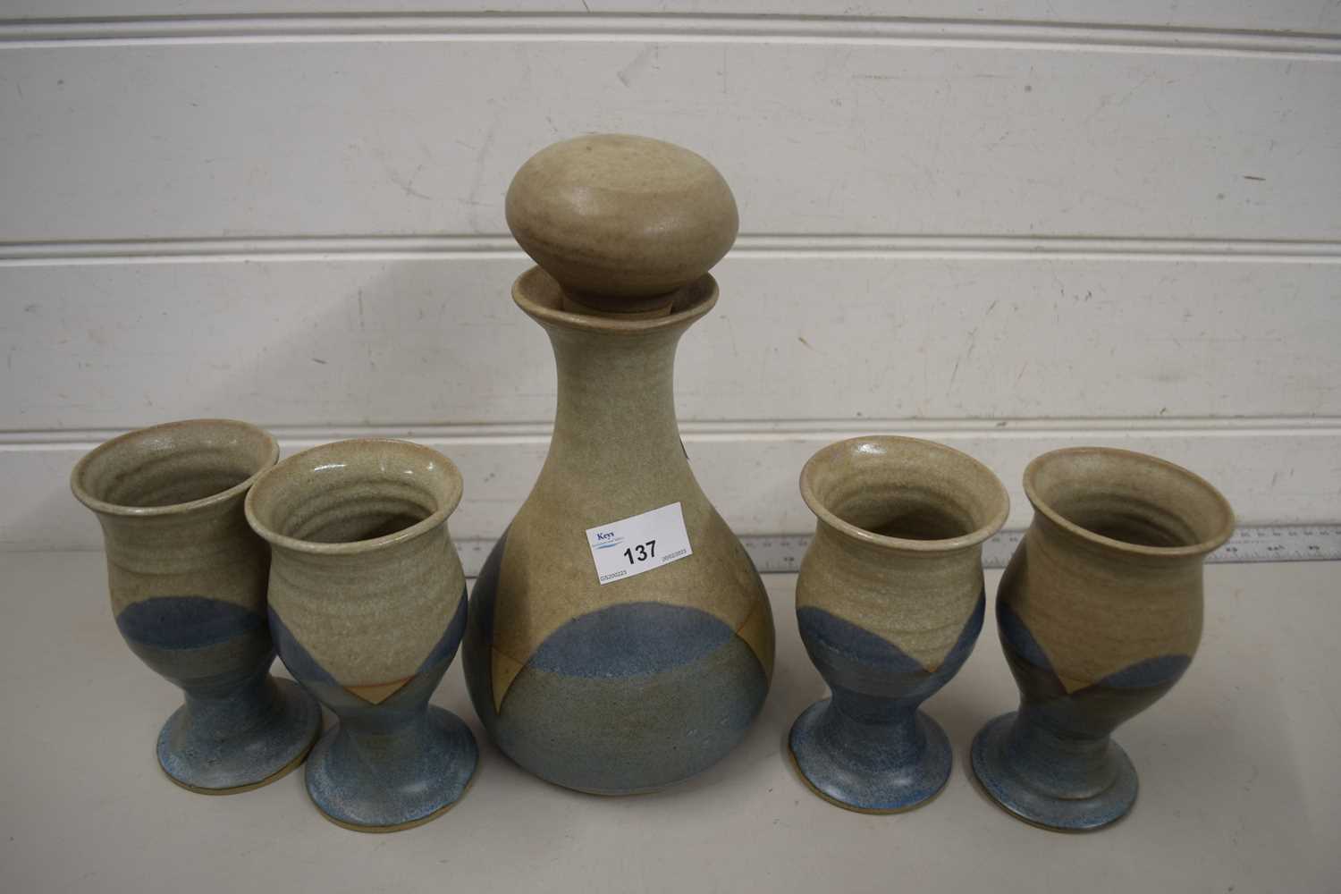 Studio Pottery decanter and goblet