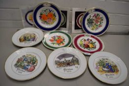 Royal Crown Derby plates: 4 floral and 4 Christmas (1979-1982)