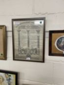 Print of Grand Lodge of Ancient Free and Accepted Masons of Ireland, framed and glazed