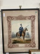 Garde Imperial scene of a Russian soldier on horseback, framed, no glazing