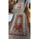 Pair of modern Chinese floral decorate wool rugs, 187 x 90 cm (2)