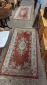 Pair of modern Chinese floral decorate wool rugs, 187 x 90 cm (2)