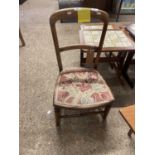 Small bedroom chair with floral upholstered seat