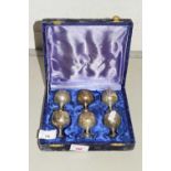 A cased set of silver plated goblets