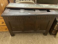 18th Century oak coffer with panelled lid and panelled front (a/f)