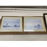 Two reproduction watercolour prints of local boating scenes, glazed with gilt frames