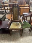 Early 20th Century leather upholstered high back carver chair