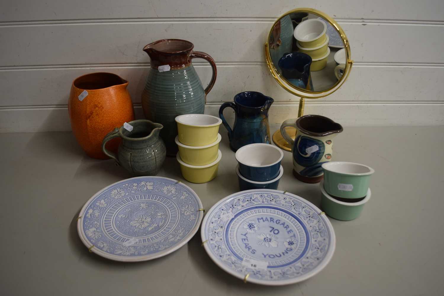 Mixed Lot: Terrington Pottery plates, various jugs, shaving mirror etc