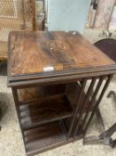 Rosewood and veneered bookcase cabinet lacking its revolving base, 48cm wide