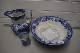 Masons blue and white wash bowl, jug and mug (3)
