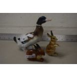 Karl Ens, model of a duck together with two further model rabbits