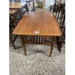 Retro mid Century teak coffee table with slatted base shelf, 66cm wide