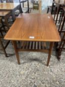 Retro mid Century teak coffee table with slatted base shelf, 66cm wide