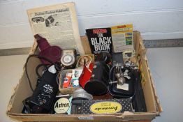 Box of various vintage camera accessories
