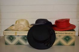 Four various ladies hats to include two in John Lewis boxes