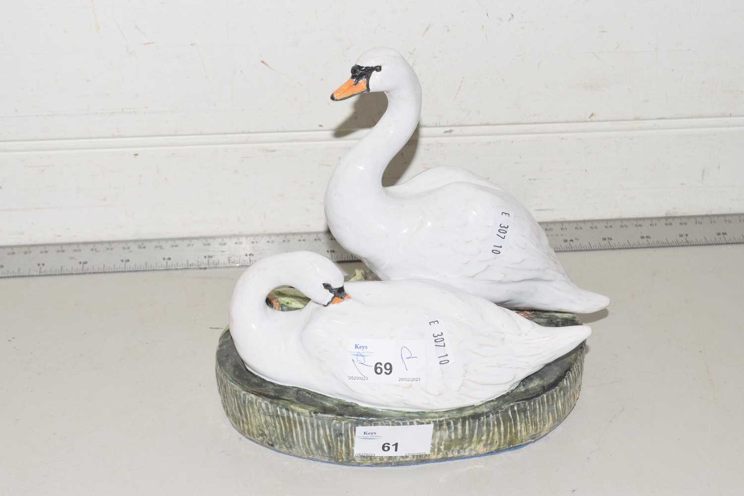Terrington Pottery model of two swans