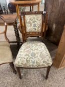 Edwardian inlaid bedroom chair with floral upholstery