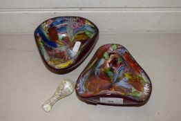 A pair of modern Murano glass ashtrays