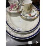 Two cream blue and gilt decorated serving dishes together with a small quantity of sundry china