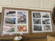 Group of three automobilia related montage pictures