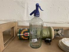 Mixed Lot: John Smiths beer tap illuminated together with a vintage Britvic soda syphon