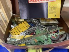 A small case of assorted Meccano