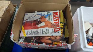 One box of various vintage Glamour and Pornography magazines and videos
