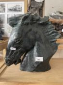 Bronze effect horses head sculpture