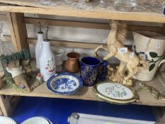 Mixed Lot: Various assorted ornaments, 19th Century floral decorated jug, condiment bottles etc