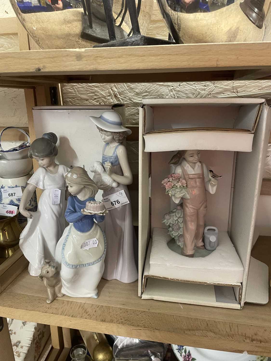 Four Lladro figures, two boxed