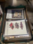One box of framed automobile prints