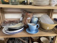 Mixed Lot: Various kitchen wares, treacle glazed vase, collectors plates etc