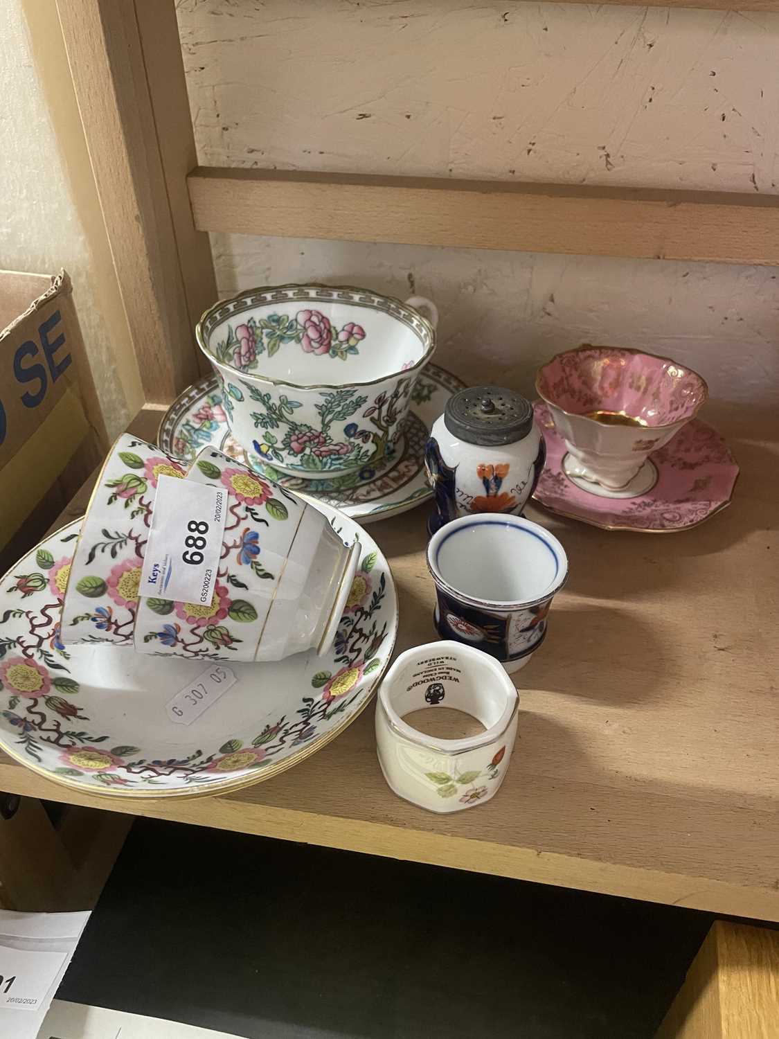 A coalport cup and saucer together with two other cups and saucers and other small ceramic items