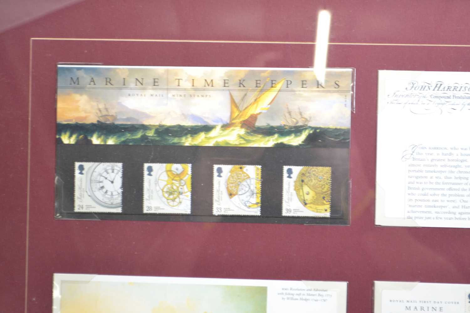 Framed quantity of first day covers, mainly Marine Timekeepers - Image 2 of 3